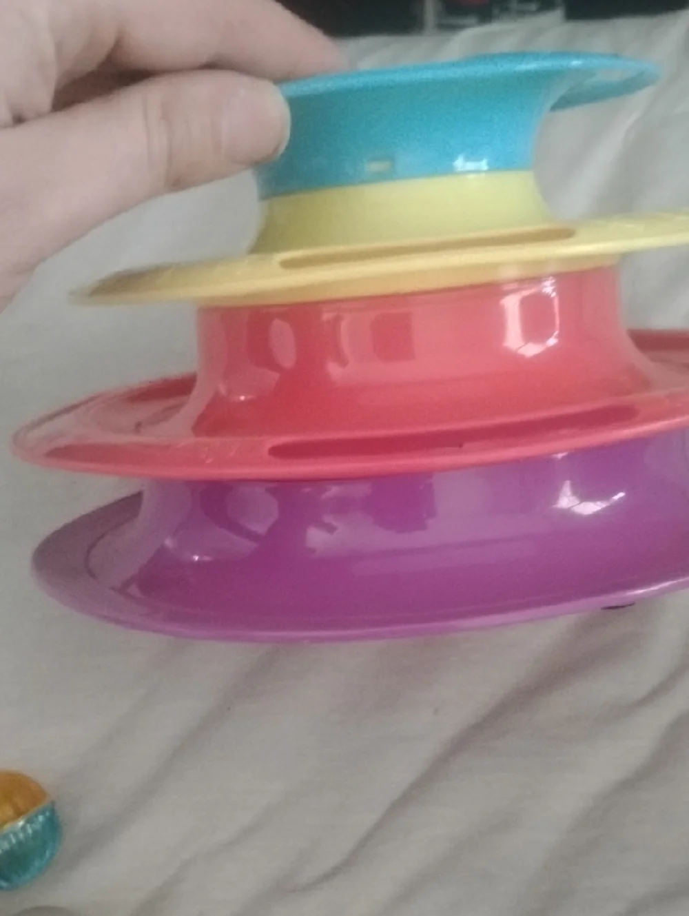 Stacking Multi-Tier Cat/Kitten Ball Track Toy - Blue, Yellow, Pink, Purple